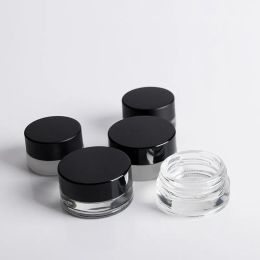 wholesale 3G Empty Glass Jars with Black Lids Liner 5ML Clear Round Thick Glass Small Containers for Oil Lip Balm Wax Cosmetics ZZ