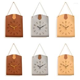 Wall Clocks For Creative Vintage Leather Clock With Portable Handle Hanging Drop