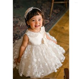 Girl Dresses Flower Dress Princess Ball Pageant First Communion Sleeveless White Tulle Lace Decal Kids Surprise Birthday Present