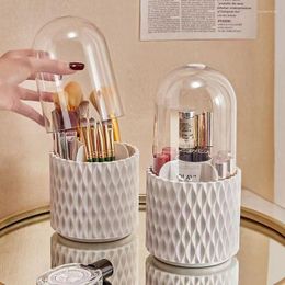 Storage Boxes F2 360 Rotating With Lid Desktop Cosmetic Box Large Capacity Transparent Makeup Brush Pen Holder Acrylic Dust