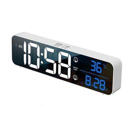 Desk Table Clocks Led Music Alarm Voice Control Touch Sn Usb Rechargeable 1224H Dual Alarms Teperature Wall Digital 230328 Drop De Otknv