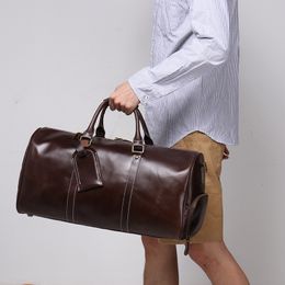 Evening Bags LEATHFOCUS Vintage Cowhide Travel Men''s Casual Hand Luggage Genuine Leather Shoulder 16 Inch Laptop 230424