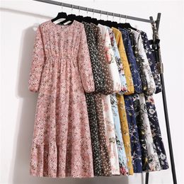 Casual Dresses Elegant Floral Boho Dress Female High Waist Bohemian Maxi Dresses For Women Chic Korean Long Sleeve Beach Outfits Robe 230425