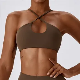 Yoga Outfit Cross Gathering Beauty Back Bra Running Sports Quick Dry Nude Fitness Vest Top