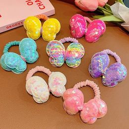 Hair Accessories Cute Sequin Butterfly Girls High Stretch Tie Ponytail Elastic Bands Children Ties Princess Baby Headwear