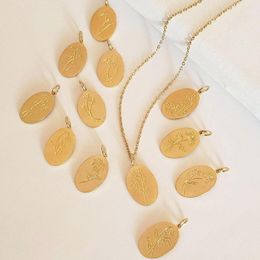 Chains Amaiyllis 18k Gold Birth Flower Necklaces Pendants Handmade Birthday Month Gift For Mom Sister Friend Floral