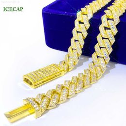 Icecap Jewellery Letter Baguette Pass Diamond Tester Iced Out Dvvs Moissanite Gold Cuban Bracelet Luxury Classic Cuban Link Chain