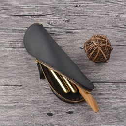 Leather Pouch Vintage Makeup S Shaped Multifunction Portable Zipper Casual Brush Holder Handmade Pencil Bag Storage Soft