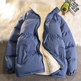 Men's Down Parkas Youthful Trend Oversize Winter Jacket Streetwear Puffer Men Solid Padded Coat Women Warm Fleece Parka Male 231124