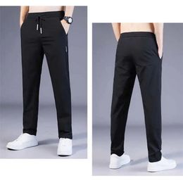 Men's Pants Summer Men's Casual Pants Ice Silk Thin Sports Pants Men's Elastic Straight Trousers Breathable Quick-drying Pants Drop 230425