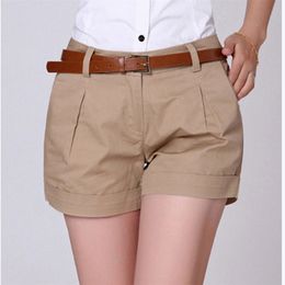 Women's Shorts Korean Style Summer Woman Casual Shorts Plus Size S-2XL Fashion Design Lady Casual Short Solid Colour Khaki / White KH804247 230425