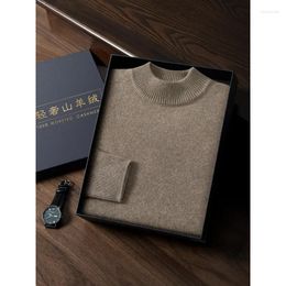 Men's Sweaters 7-Pin Thickened Cashmere Sweater Half Turtleneck Autumn And Winter Flat Pure Knitted Bottoming Shir