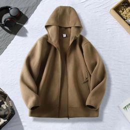 Men's Jackets Zippered Coat Stylish Mid-length Jacket Thick Windproof With Zipper Closure Solid Colour Multiple For Fall/winter