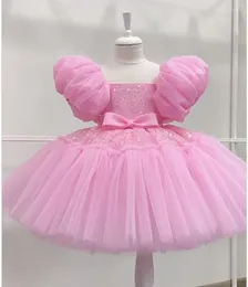 Girl Dresses Flower Girls Dress Glitter Pearls Sequin Children Tutu Gowns Beautiful Princess Birthday Gown Kids Robe File Kid Size 1-14T