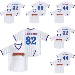 Film Baseball 82 Richie Goodman Jersey Moive Benchwarmers 32 Howie Goodman 44 Gus Matthews 68 Clark Reedy Pinstripe White Stitch Pullover Cool Base College Retro