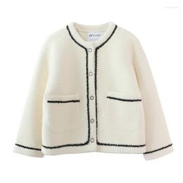 Women's Knits Mink Cashmere Coat Women Elegant Short Knitted Cardigans Sweater Cardigan 2023 Spring Autumn Female M49
