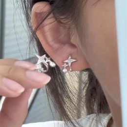 Backs Earrings Fashion Silver Colour Star Cross Ear Clip For Women Girls Simple Fake Cartilage Geometric Cuff Jewellery Gifts