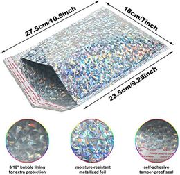 Shiny Colorful Envelope Package Bubble Mailer Holographic Laser Film Metallic Shipping Bags Padded Envelopes