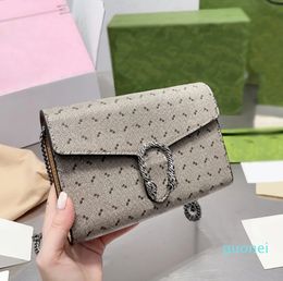 Classic Luxury Chain Fashion Envelope Package Plaid Flower Letter Brand Card Bag Wallet Vintage Ladies Brown Handbag Shoulder Bag Messenger Bag With Box