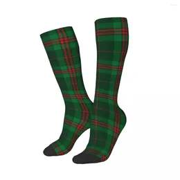 Men's Socks Year Christmas Stripe High Tube Merch All Season Xmas Red Green Tartan Plaid Cute Executive Breathable Gifts