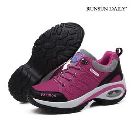 Dress Shoes 2023 Womens Running Air Cushion Athletic Sneakers Walking Breathable Sport Lace Up Hight Platform Casual 231124