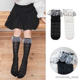 Kids Socks lace girls over the knee high socks Geometric diamond Hollow-out long socks love mesh stripe baby kids stockings R231125