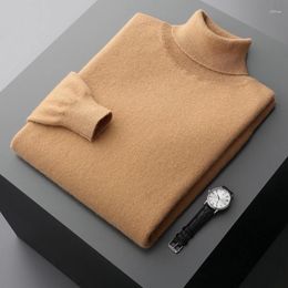 Men's Sweaters 23 Pure Cashmere Pullover Solid Color Advanced Knitted Autumn/Winter Long Sleeve High Neck Sweater