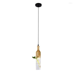 Pendant Lamps Modern LED Plant Lights Wood Glass Bottle Lustres Luminaire Industrial Decor Hanging Lamp Lighting