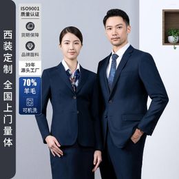 Men's Suits Custom Tailor Made Women Men Bespoke Business Formal Wedding Work 2 Pieces Jacket Coat Pant Navy Machiash Fashiondavid