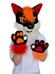 mascot Black and Red Fox Fursuit Head and Handpaws for KidsCostume for Large-scale Events