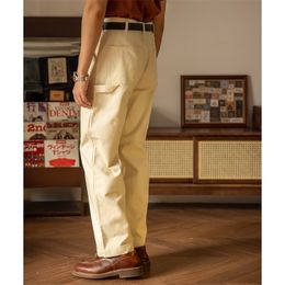 Men's Pants Red Tornado Painter's Pants Cream-Colored Relaxed Straight Men Carpenter Trousers 230425