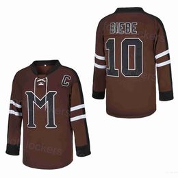 Film 10 John Biebe Movie Jerseys Hockey College Version Mystiy Alaska Team Brown Vintage Stitched University For Sport Fans Breathable Pullover Retro Long Sleeve