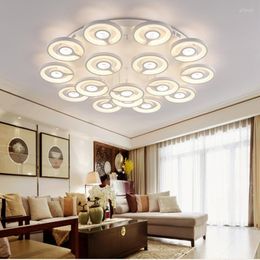 Ceiling Lights European Multiple Heads Acrylic Led Lamp For Bedroom Dining Room Round Iron Decoration Lighting