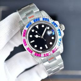 mens watches high quality automatic mechanical Designer Watchs Top 8215 Movement Watches 40mm Luminous Waterproof Sapphire Coloured diamond Bezel 904L Steel watch