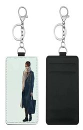 Party Favour Sublimation Card Holder PU Leather Blank Credit Cards Bag Case Heat Transfer Print DIY Holders With Keychain GG019090569