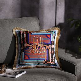 Velvet Fabric French Luxury Tassels Style Home Sofa Cushion Pillow Living Room Bedroom Cushion 45cm Size