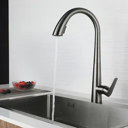 Kitchen Faucets 304 Stainless Steel Hidden Pull-out Faucet Grey Household Sink Wash Basin And Cold