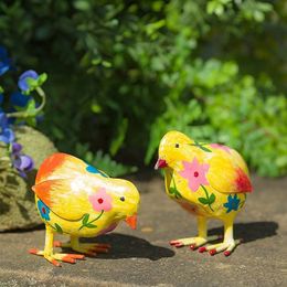 Decorative Objects Figurines Creative Floral Print Hen Shaped Sculpture Resin Ornament Environmental Living Room Office Home Accessories Statue 231124