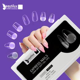 False Nails Beautilux Short False Nails Full Cover Matte Gel Tips Nail Art American Capsule Press on Coffin Almond Oval Fake Express Nails 230425