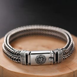 Chain HandWoven Silver Men's Bracelet Fashion Trend Personality Chinese Style Retro Creative Thai Silver Jewellery Accessories 230425