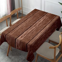 Table Cloth Brown Vintage Waterproof Rectangular Tablecloth Wood Grain Polyester Rustic Floor Restaurant Kitchen Decor