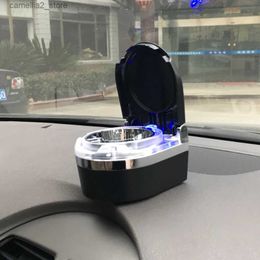 Car Ashtrays Portable Car Dashboard Ashtray Household Ash Tray with Light Automatic Universal Automotive Fire-proof Accessory Q231125