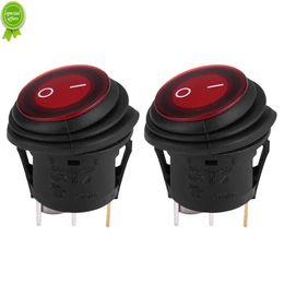 New 2PCS Red LED Light 12V 20A 3Pin Car Auto Boat Round On-Off Rocker Toggle Switch SPST Circuit Waterproof 20mm Hole