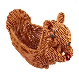 Bowls Wicker Fruit Basket Woven Rattan Squirrel Electric Wire Tabletop Display Baskets Bread Serving