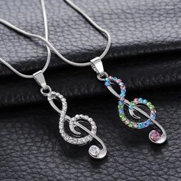 Chains 1PCS Fashion Rhinestone Hollow Music Symbol Pendant Necklace Girl Children Chain Collar Friend Jewelry Gift