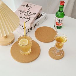 Table Mats Wood Colour Cork Round Wine Drink Coffee Tea Cup Pad For Home Dining Room Placemat Kitchen Accessories