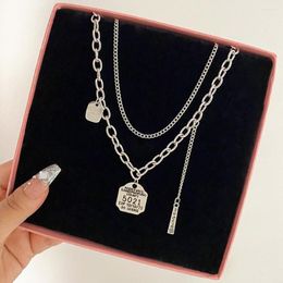 Pendant Necklaces 2023 Fashion Multilayer Hip Hop Butterfly Love Moon Chain Necklace For Women Men Jewelry Gifts Pearl Accessories