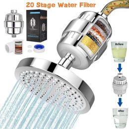 Bathroom Shower Heads 20 Stage Hard Water Purification Filter Showerhead Activated Carbon Purifier Chlorine Removal Reduce Dry Itchy Skin 231124