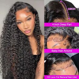 Perucas de cabelo Kinky Curly Human Lace Frontal 13x4 HD Front Wig Pré Arrancado 4x4 Encerramento Remy Extersion 231121