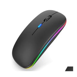 Mice Bluetooth Wireless With Usb Rechargeable Rgb Mouse For Computer Laptop Pc Book Gaming Gamer 2.4Ghz 1600Dpi Epacketo Drop Delive Dhciz